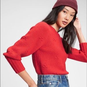 Red puff sleeve sweater